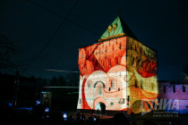 Новогодняя подсветка на Нижегородском кремле