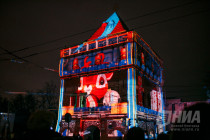 Новогодняя подсветка на Нижегородском кремле