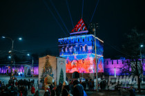 Новогодняя подсветка на Нижегородском кремле