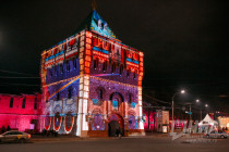 Новогодняя подсветка на Нижегородском кремле