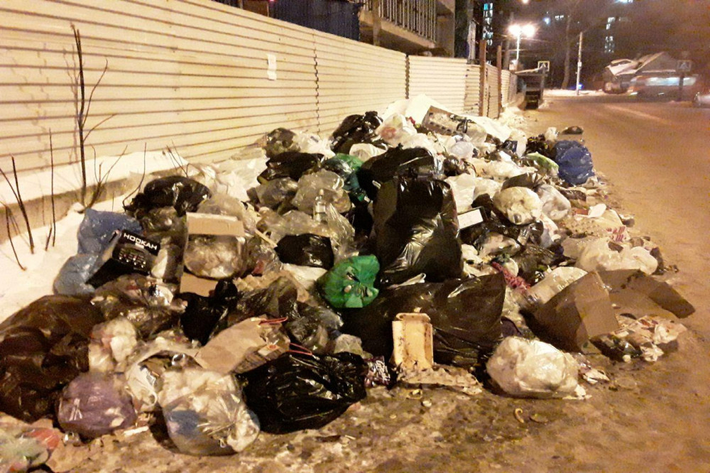 Свалка мусора около дороги на ул.Обозной