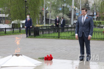 Торжественные мероприятия у Вечного огня в Нижегородском кремле и на площади Славы