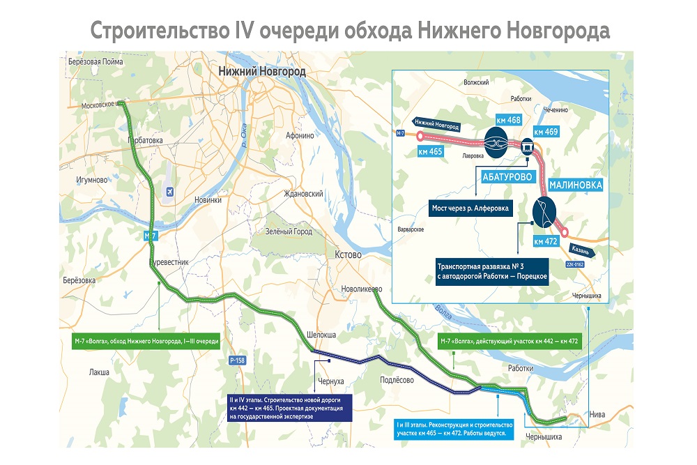 Карта строительства IV очереди Южного обхода Нижнего Новгорода