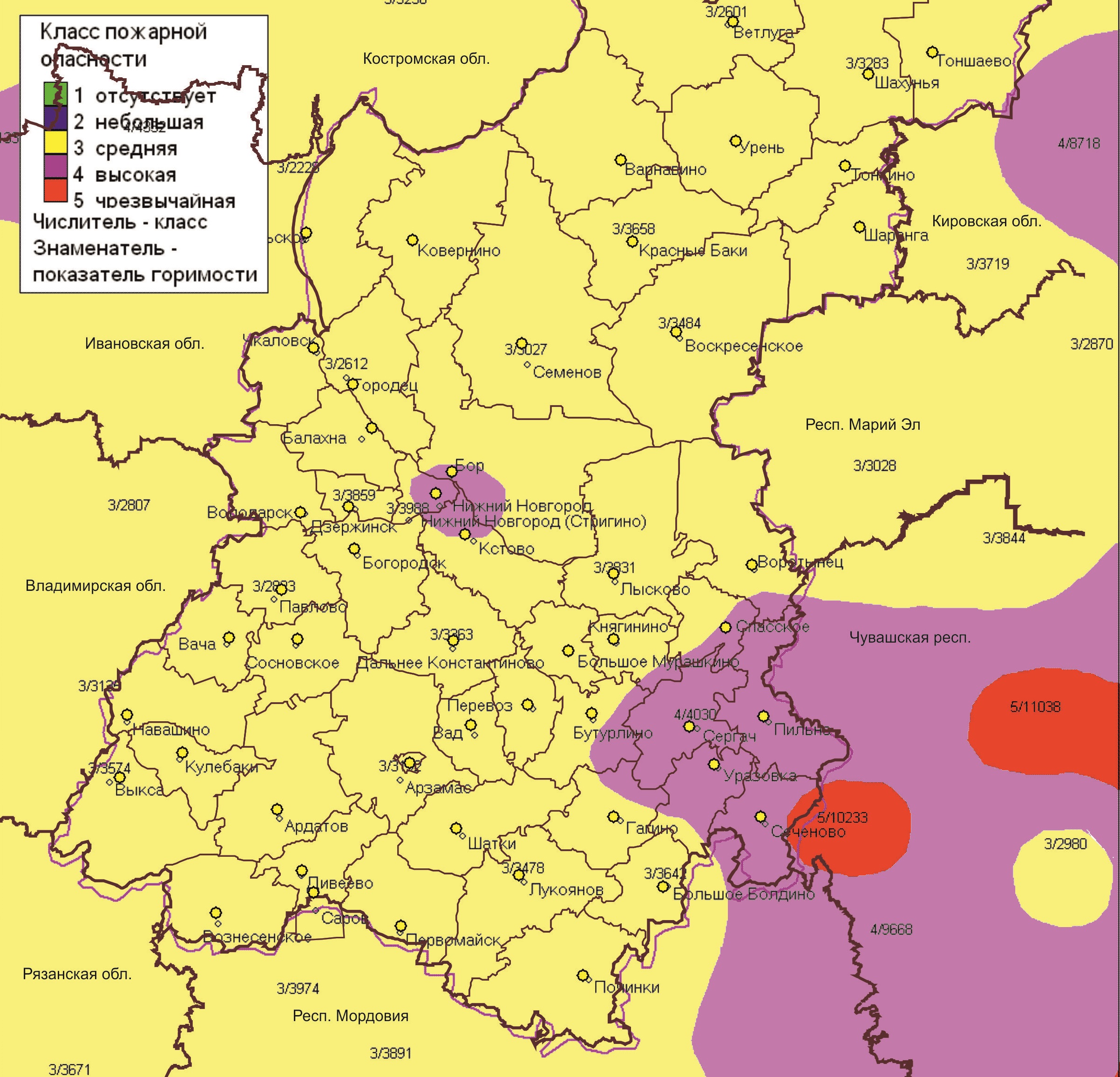 Карта минлесхоза о запрете посещения лесов