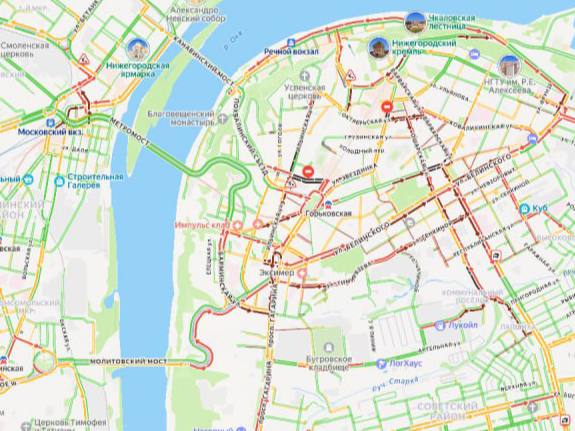 9-балльные пробки образовались в Нижнем Новгороде вечером 22 октября