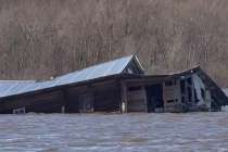 Частный дом дрейфует по Оке в Нижегородской области — видео